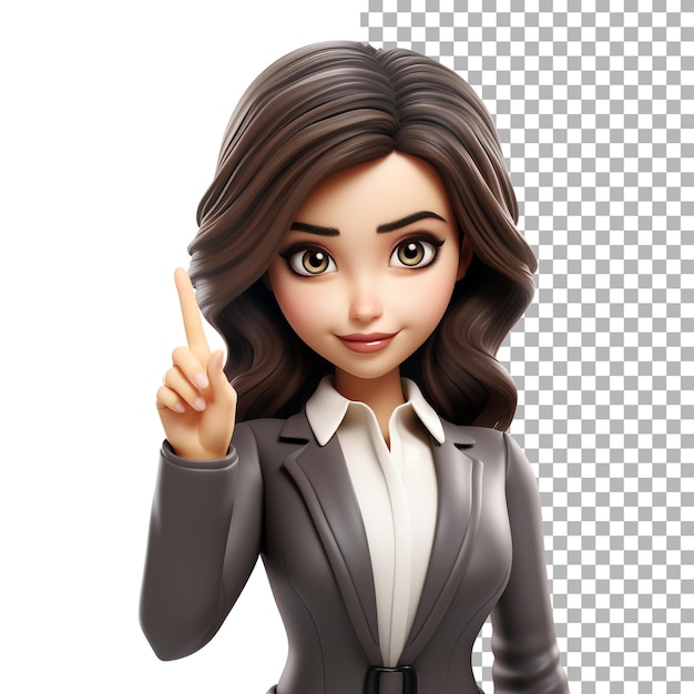 PSD illustration 3d d'une femme d'affaires avec un geste de la main