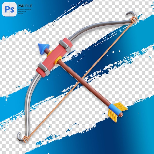 PSD illustration 3d de la flèche de tir à l'arc rendu de l'icône png isolé