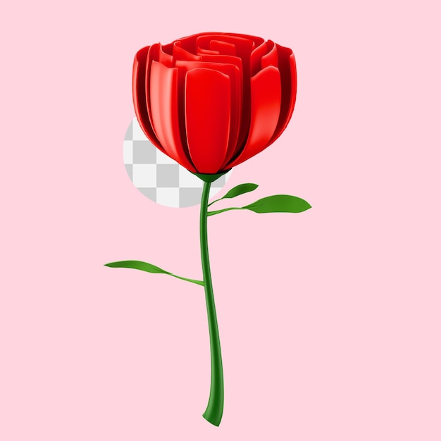 PSD illustration 3d de fleur de rose