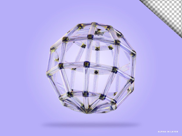 PSD illustration 3d de forme abstraite de verre de dispersion