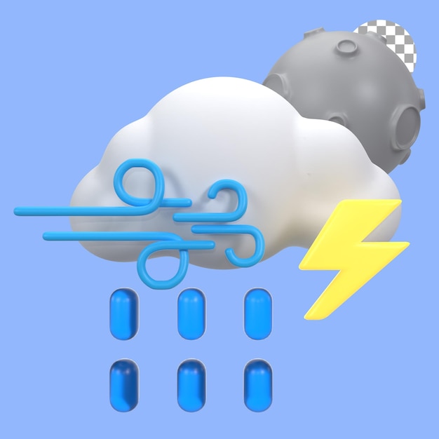 PSD illustration 3d de fortes pluies de pluie la nuit