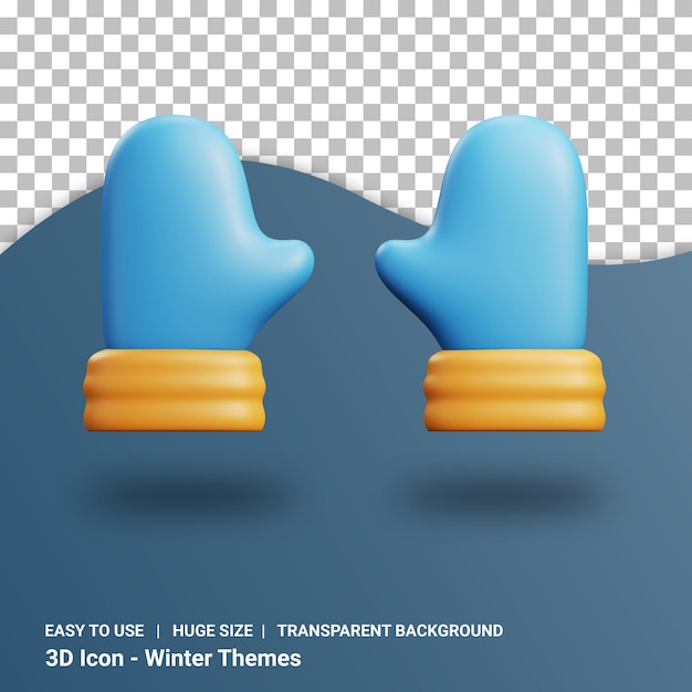 Illustration 3d De Gants D'hiver Avec Fond Transparent