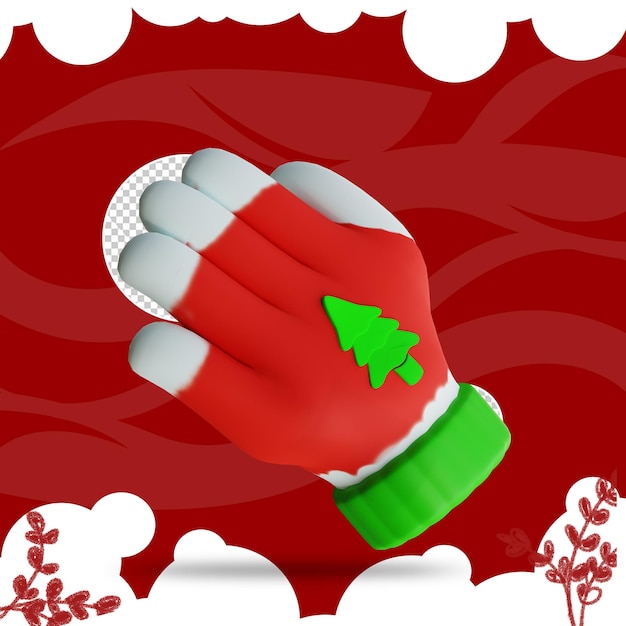 PSD illustration en 3d des gants de noël 2