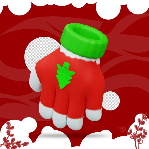 PSD illustration en 3d des gants de noël 2