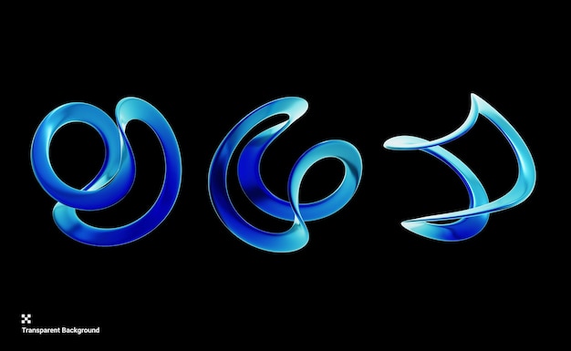 Illustration 3D de la géométrie Y2K avec forme ronde asymétrique