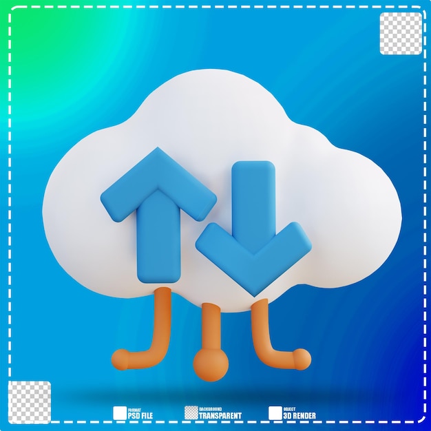 PSD illustration 3d de la gestion de sauvegarde cloud 2