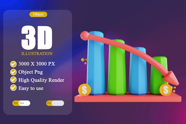 PSD illustration 3d graphique low poly vers le bas 3