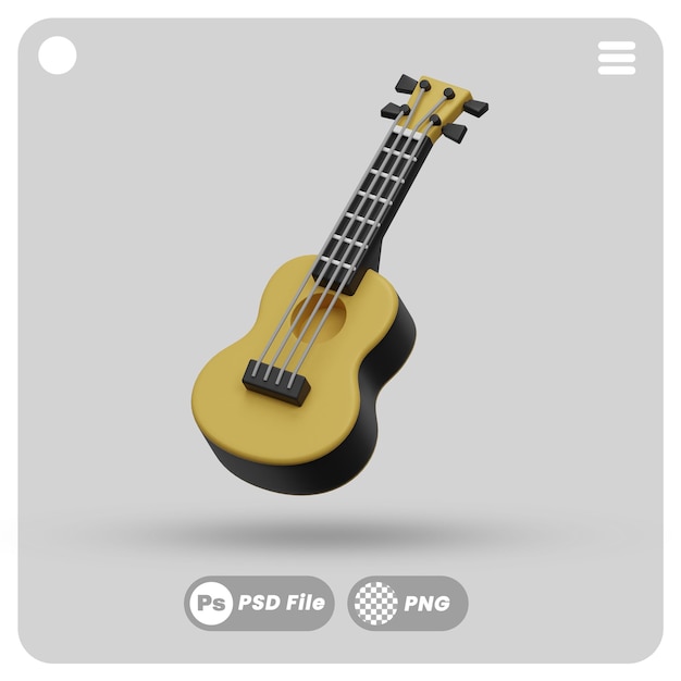 PSD illustration 3d de la guitare ukulélé