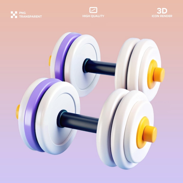 Illustration 3D avec des haltères PSD