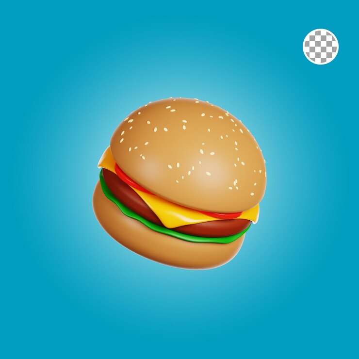 PSD illustration 3d de hamburger