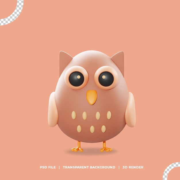 PSD illustration 3d de hibou mignon