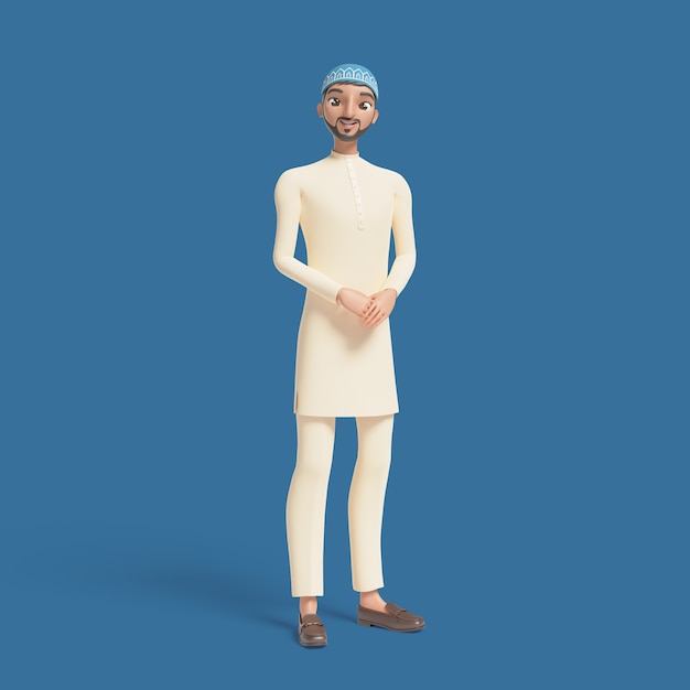 PSD illustration 3d avec un homme musulman