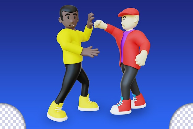 Illustration 3d D'un Homme Noir Menacé Un Homme Noir Se Fait Harceler Par Un Homme Blanc Rendu 3d