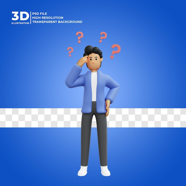 Illustration 3d D'un Homme Pensant à Une Idée Psd Premium