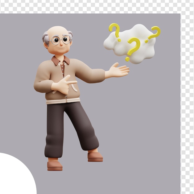 PSD l'illustration 3d de l'homme qui pose une question