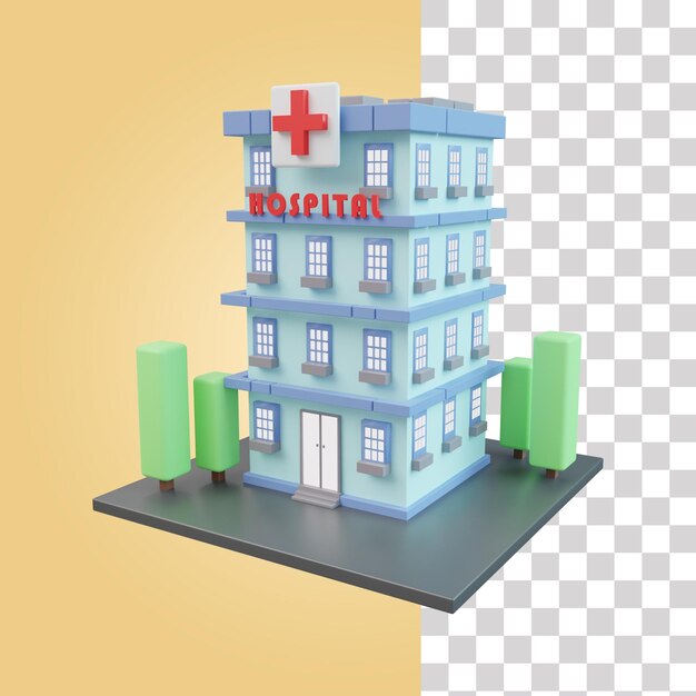 PSD illustration 3d de l'hôpital