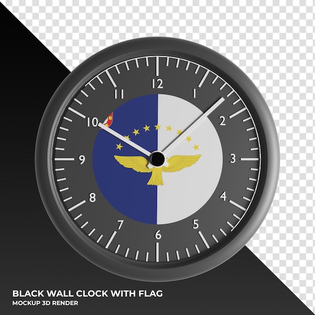 PSD illustration 3d de l'horloge murale avec le drapeau des bahamas