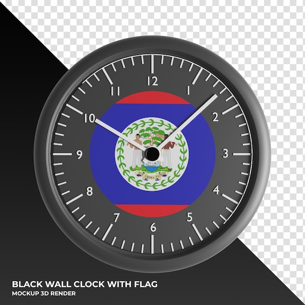 PSD illustration 3d de l'horloge murale avec le drapeau du bénin