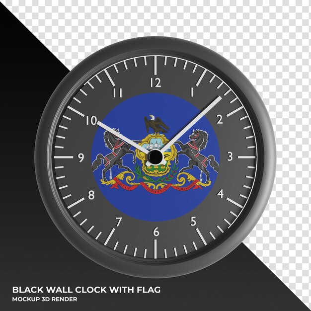 PSD illustration 3d de l'horloge murale avec le drapeau du pérou