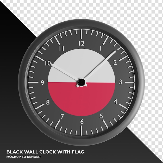 PSD illustration 3d de l'horloge murale avec le drapeau de la pologne