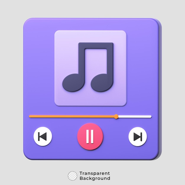 Illustration 3d de l'icône du lecteur de musique PSD