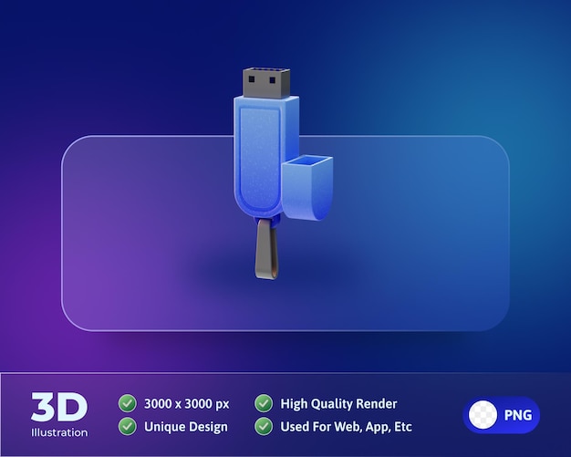 Illustration 3d De L'icône électronique Du Périphérique De Lecteur Flash