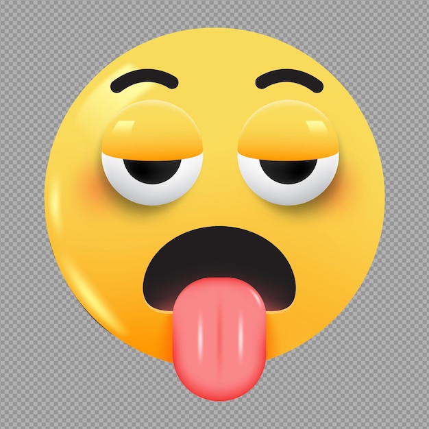 PSD illustration 3d de l'icône emoji du visage fatigué sur un fond transparent