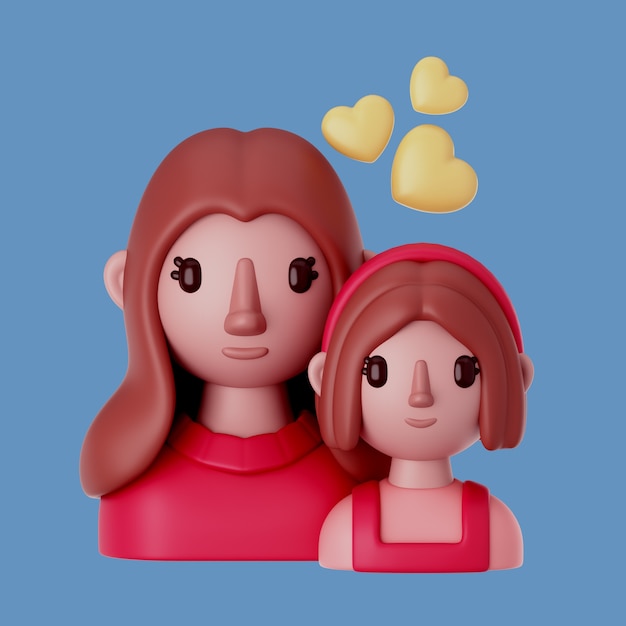 Illustration 3D avec l'icône de la fête des mères