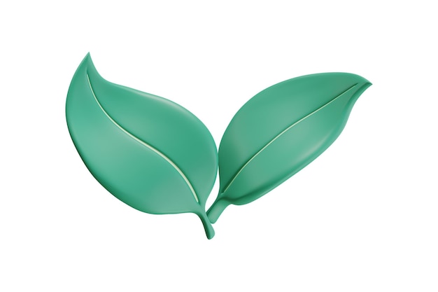 Illustration 3D de l'icône des feuilles vertes stylisées