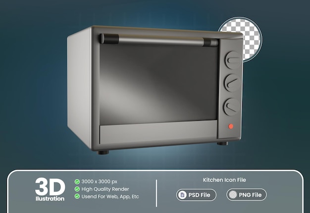 illustration 3d d'une icône de four avec un thème de cuisine