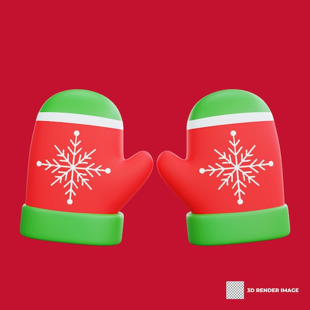 PSD illustration 3d d'une icône de gants de noël