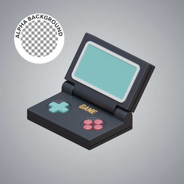 Illustration 3d de l'icône de jeu Gameboy