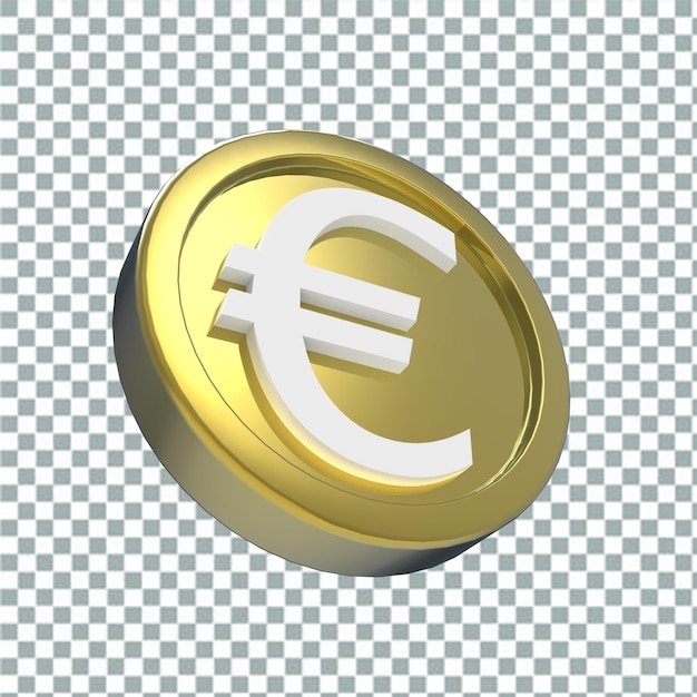 PSD illustration 3d icône de pièce en euro argent rendu 3d