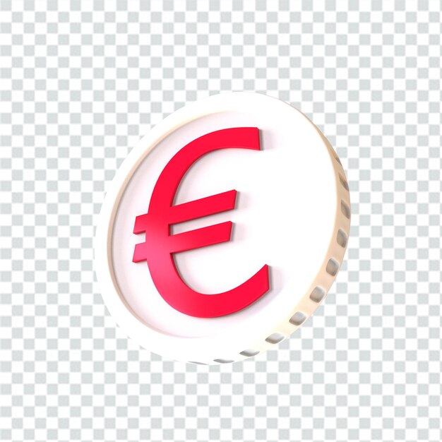 PSD illustration 3d icône de pièce en euro argent rendu 3d