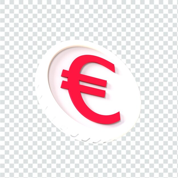 PSD illustration 3d icône de pièce en euro argent rendu 3d