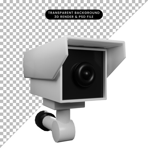 PSD illustration 3d de l'icône de vidéosurveillance en rendu 3d