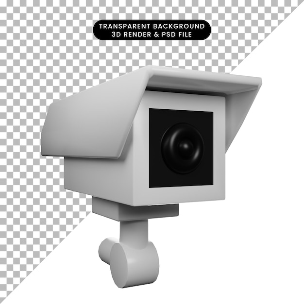 PSD illustration 3d de l'icône de vidéosurveillance en rendu 3d