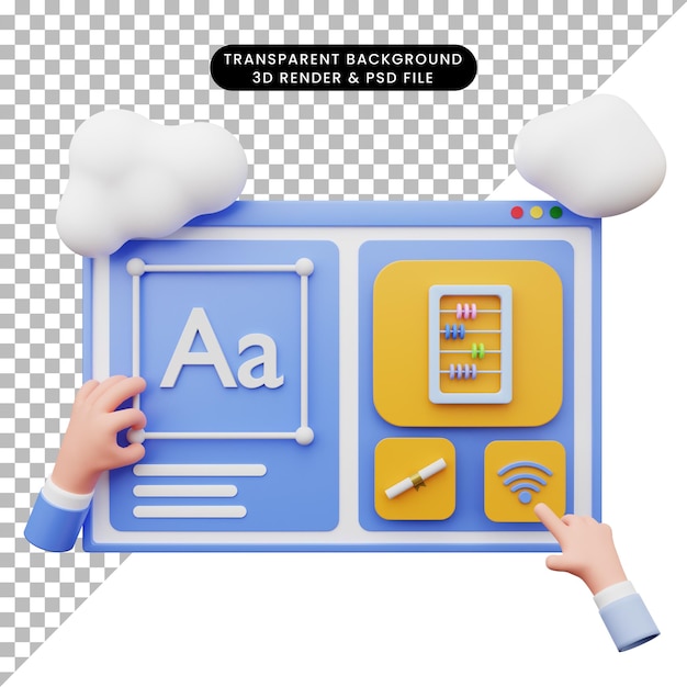 Illustration 3d de l'illustration web avec style 3d