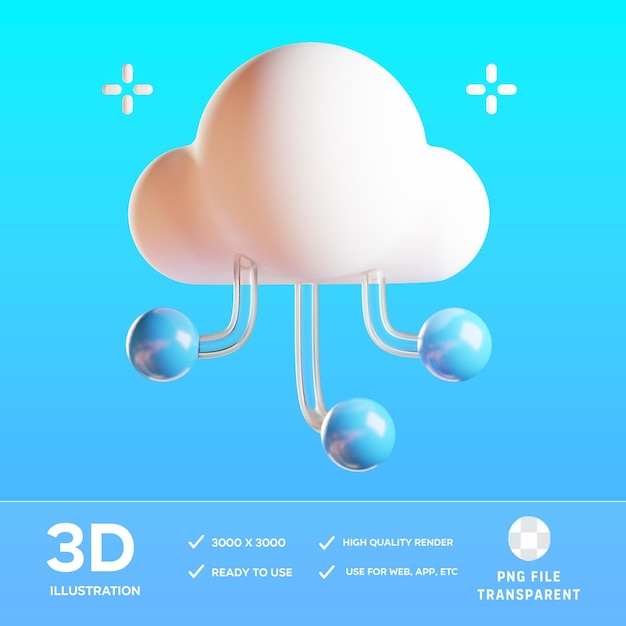 Illustration 3D de l'informatique en nuage PSD