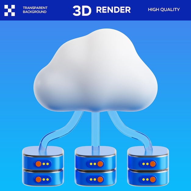 Illustration 3D de l'informatique en nuage PSD