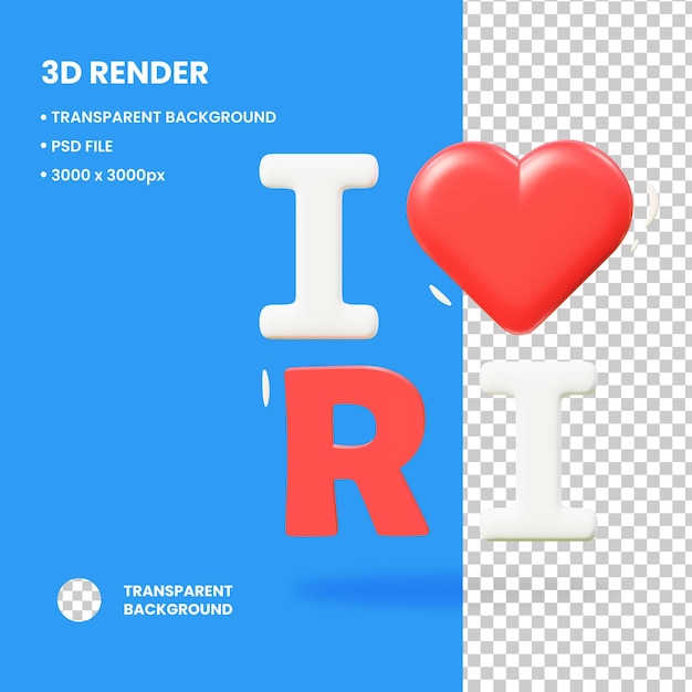 PSD illustration 3d j'aime l'objet ri