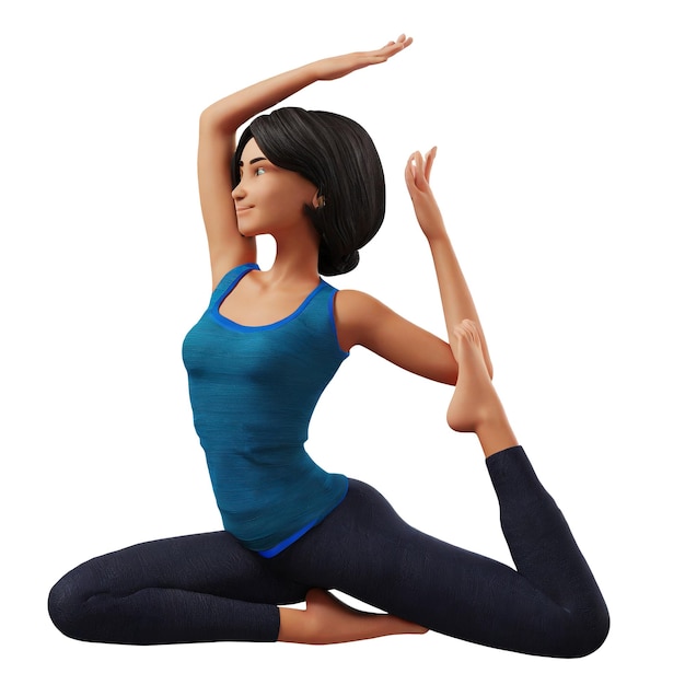 Illustration 3d De Jeunes Femmes Faisant Du Yoga Sur Un Fond Transparent