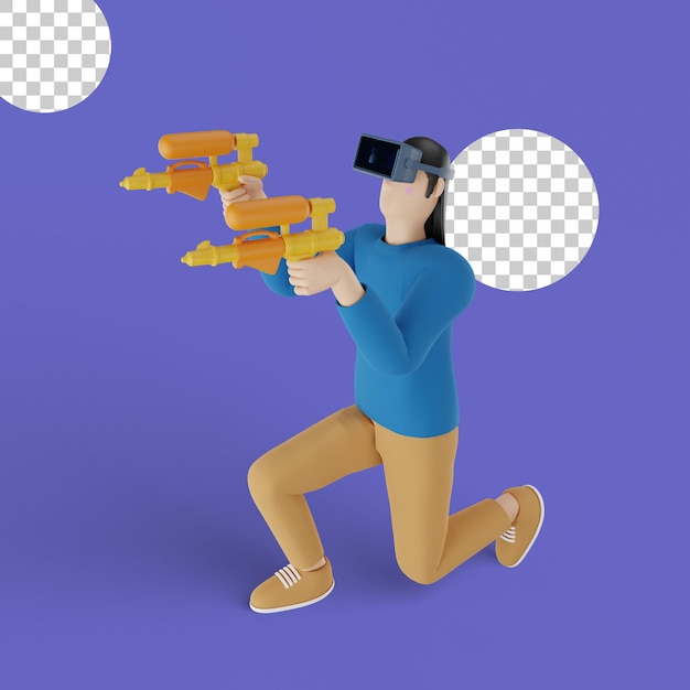 Illustration 3d De Jouer à Des Jeux Dans Un Casque De Réalité Virtuelle