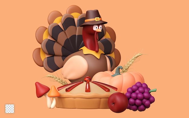 PSD illustration 3d de joyeux jour de thanksgiving