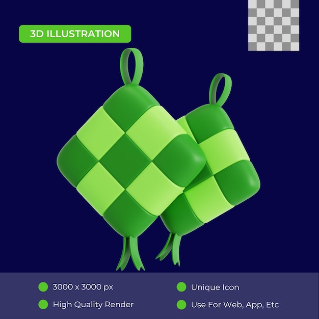 Illustration 3d De Ketupat