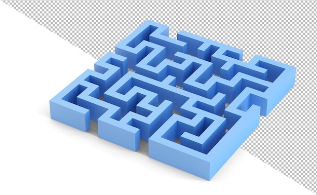 Illustration 3d de labyrinthe 3d carré bleu