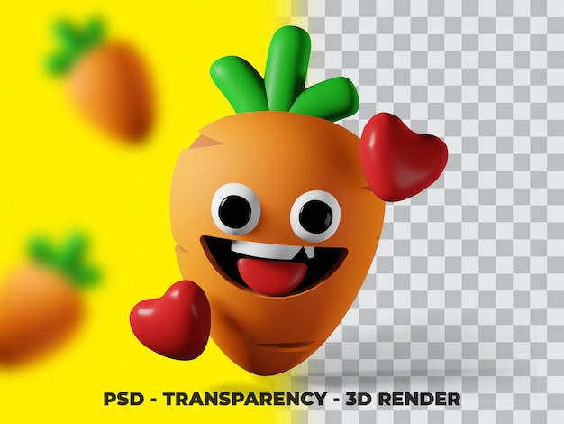 Illustration 3d de légumes carottes avec fond de transparence
