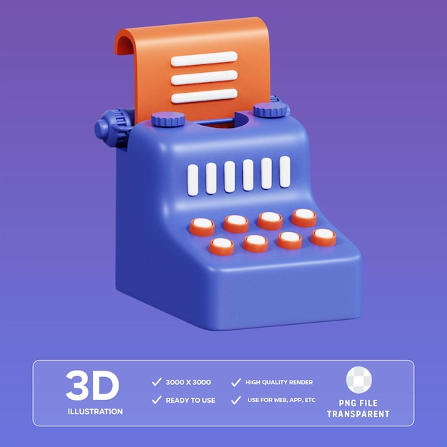 Illustration 3D de la machine à écrire PSD