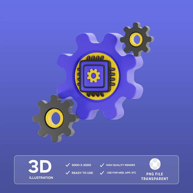 PSD illustration 3d de la machine à intelligence artificielle psd