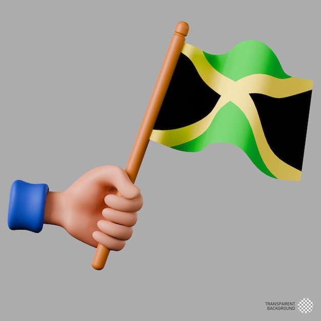 PSD illustration en 3d d'une main tenant le drapeau de la jamaïque